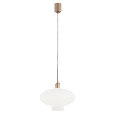 TRESCO  8980 szklana lampa wisząca mleczne szkło miedziane detale