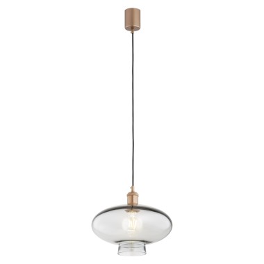 TRESCO  8981 szklana lampa wisząca dymne szkło miedziane detale