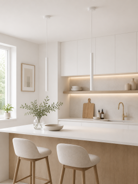 Minimalistyczna metalowa lampa wisząca  biała rurka tuba wbudowany moduł LED ETNA 3629