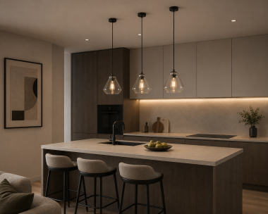 Modernistyczna stylowa szklana lampa wisząca przezroczysta dodatki czarne z elementem złota 1-płomienna DECORATO 4047