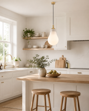 Lampa żarówka szklana design mleczna złote akcenty JESSE 4879