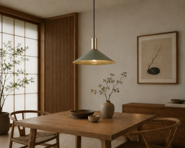 Lampa wisząca boho do salonu szałwia złote akcenty MINORI 4913