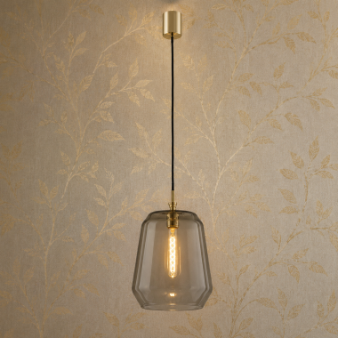 Nowoczesna szklana lampa wisząca dymny klosz złote detale IRUN 4267