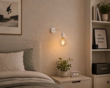 Nowoczesny industrialny stalowy kinkiet biały pod żarówki retro vintage CORSO 3878