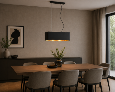 Nowoczesna metalowa lampa wisząca czarny złoty środek kubik prostopadłościan CRATO 1425