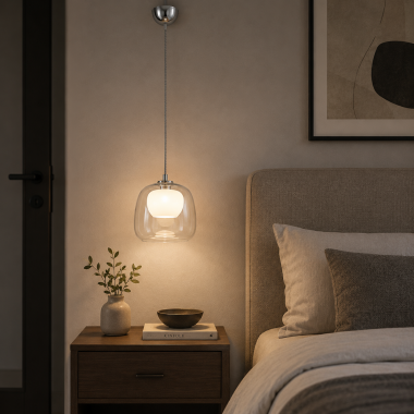 Designerska lampa wisząca szkło w szkle podwójny klosz DIXI 3339