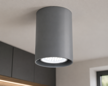 Lampa sufitowa downlight tuba plafon metalowa okrągła szara pojedyncza GU10 TYBER 3120