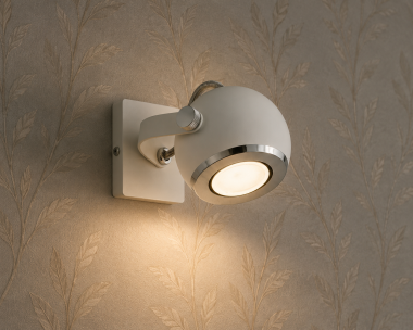 Designerski stalowy reflektor kinkiet regulowany biały KOS 3640