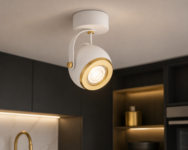 Reflektor sufitowy lub ścienny elegancka lampa regulowana ze złotym akcentem KOS PLUS 4901 biała