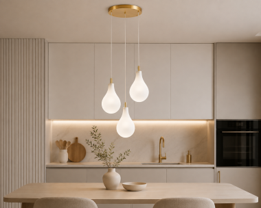 Szklana lampa wisząca kropla potrójna złota OAKLAND 6104