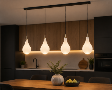 Wyjątkowa lampa wisząca listwa poczwórna krople szklane OAKLAND 1741