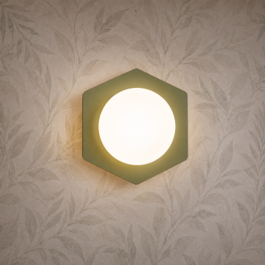 Zielony kinkiet w stylu modern kula mleczne szkło lampa ścienna stal CELIA 4251