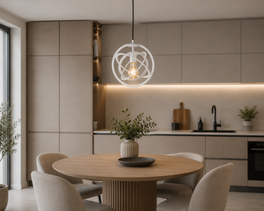 Industrialna stalowa lampa wisząca biała układ słoneczny nowoczesna RUSE 4023