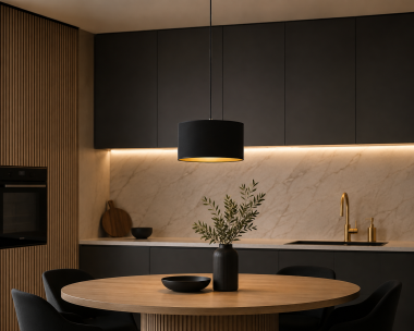 Ponadczasowa lampa wisząca czarna elegancki tkaninowy abażur złoty środek okrągły SAVONA 3371