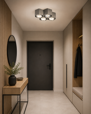 Designerska metalowa lampa natynkowa plafon antracyt 4 płomienny Maraba 1607