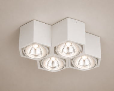 Designerska metalowa lampa natynkowa plafon biały 4 płomienny Maraba 1605