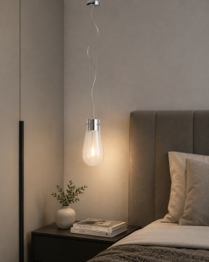 Lampa wisząca żarówka szklana minimalistyczna chrom PARADISE 3541