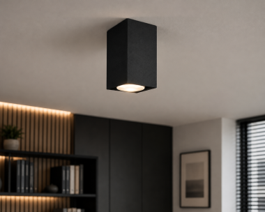 Lampa sufitowa downlight tuba plafon metalowa kwadrat kubik czarna pojedyncza E27 SUBOTICA 3098