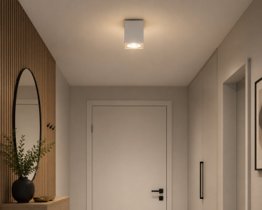 Lampa sufitowa downlight tuba plafon metalowa kwadrat kubik biała pojedyncza GU10 Subotica 3087
