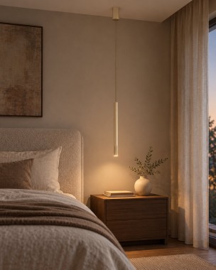 Lampa wisząca LED mała tuba ryflowana złota CAPRI 9138