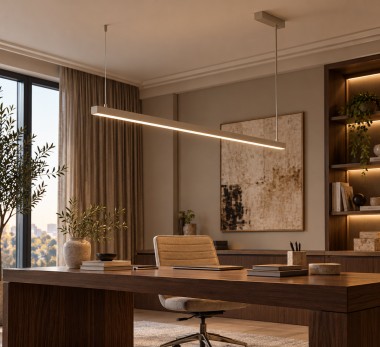 Lampa wisząca LED liniowa góra-dół nad stół taupe MIAMI 9052