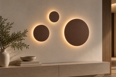 Kinkiet LED okrągły płaski efekt zaćmienia brązowy OREGON L 30 cm 9106