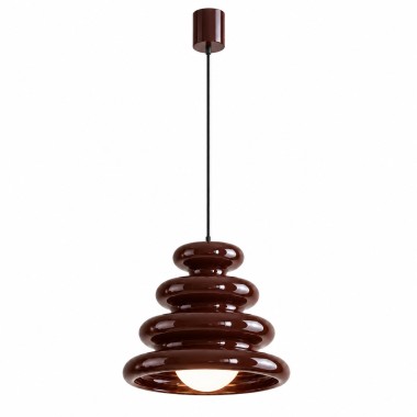 Lampa wisząca szklana kolorowa retro brązowa FONDI 9115