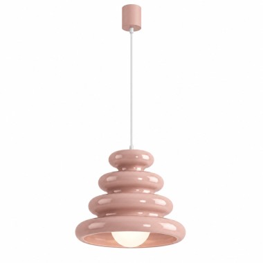 Lampa wisząca szklana kolorowa retro różowa baby pink FONDI 9120