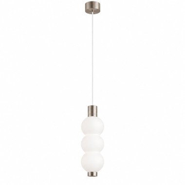 Lampa wisząca LED trzy kule szklane biała nikiel szczotkowany IP44 TRIPOLO 9129