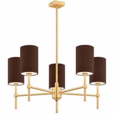 Żyrandol z abażurami 5-ramienny brązowy mosiądz ABRUZZO 70 cm 2207