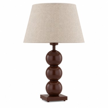 Lampa stołowa z lnianym abażurem szklane kule beżowa brązowa FUDŻI 9067