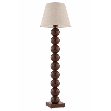Lampa podłogowa z lnianym abażurem szklane kule beżowa brązowa FUDŻI 9068