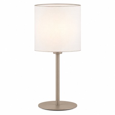 Lampa stołowa z abażurem walec minimalistyczna biała taupe HILARY NEW 9071