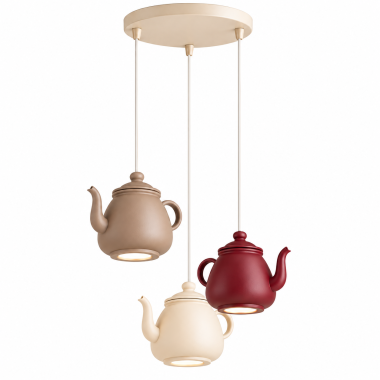 Lampa wisząca potrójna czajniki do kuchni taupe beż bordo JAMAJKA NEW 6377